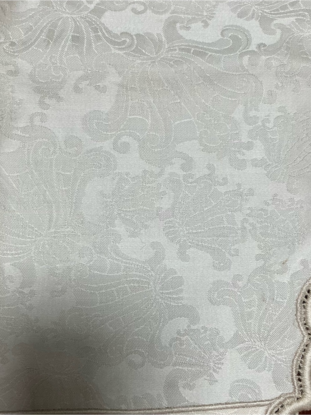 Jesurum Italian Cotton Cream Embroidered Napkins Damask (4) NEW Lace 14.5x18.5in - Picture 4 of 8